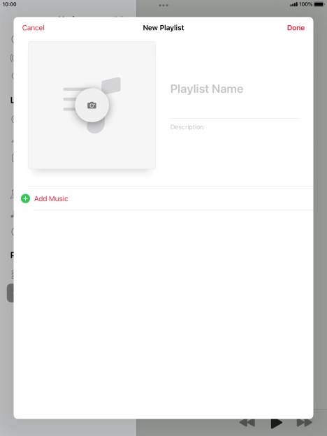 Press the text input field and key in a name for the playlist.