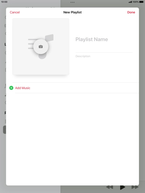 Press the text input field and key in a name for the playlist.