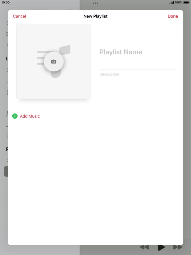 Press the text input field and key in a name for the playlist. Press the text input field and key in a name for the playlist.