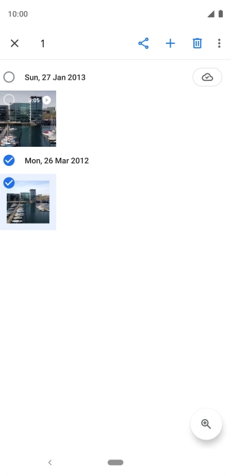 Press the required pictures or video clips to add them.
