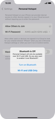 If Wi-Fi is turned on, press Wi-Fi and USB Only.