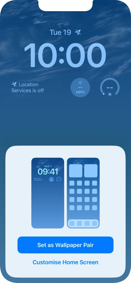 To use the same colour theme on the home screen, press Set as Wallpaper Pair.