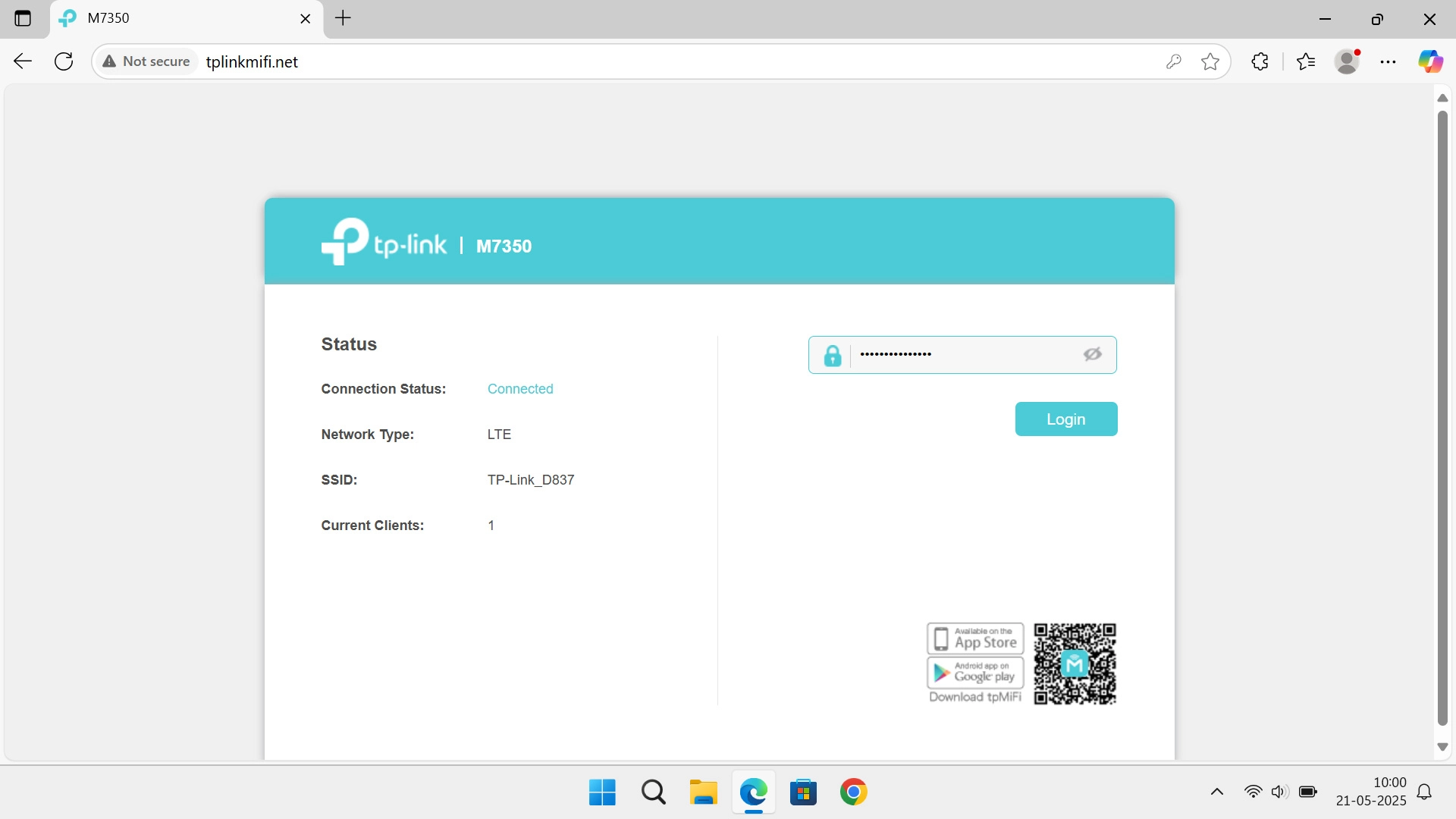 Key in the password for your router and click Login.