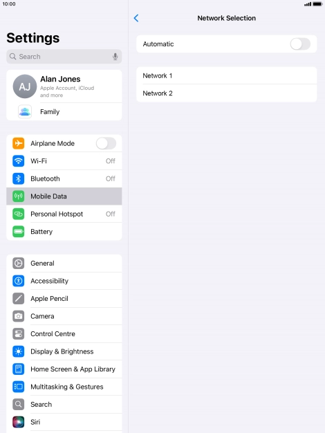 If you turn off the function, press the required network.