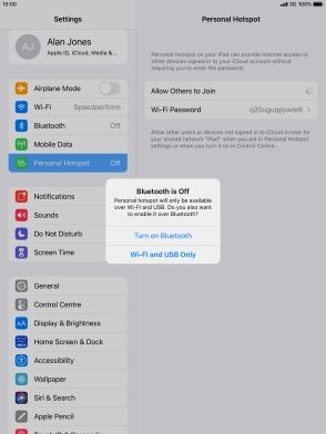 If Wi-Fi is turned on, press Wi-Fi and USB Only.