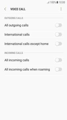 Press the indicator next to the required barring type.