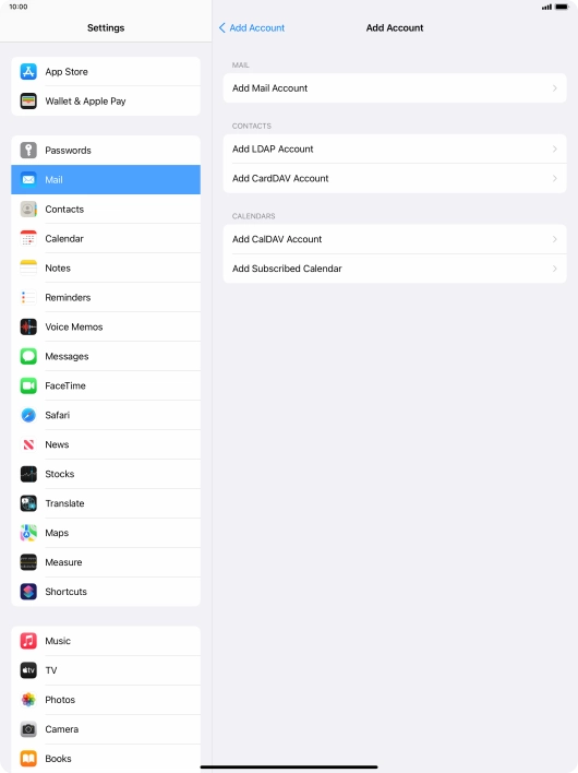 Press Add Mail Account.