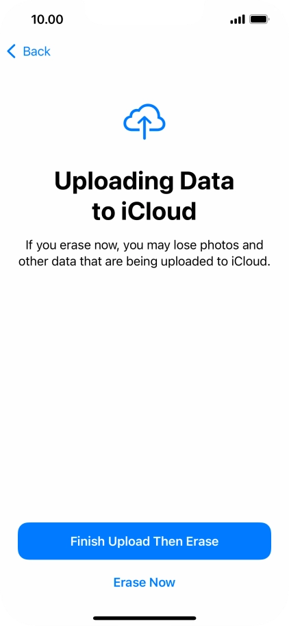 Press the required setting.