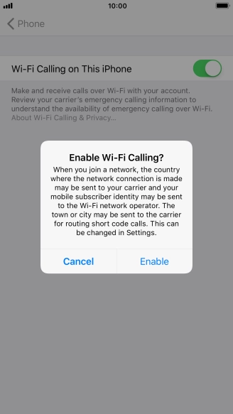 If you turn on the function, press Enable.