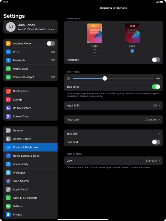 Press the indicator next to 