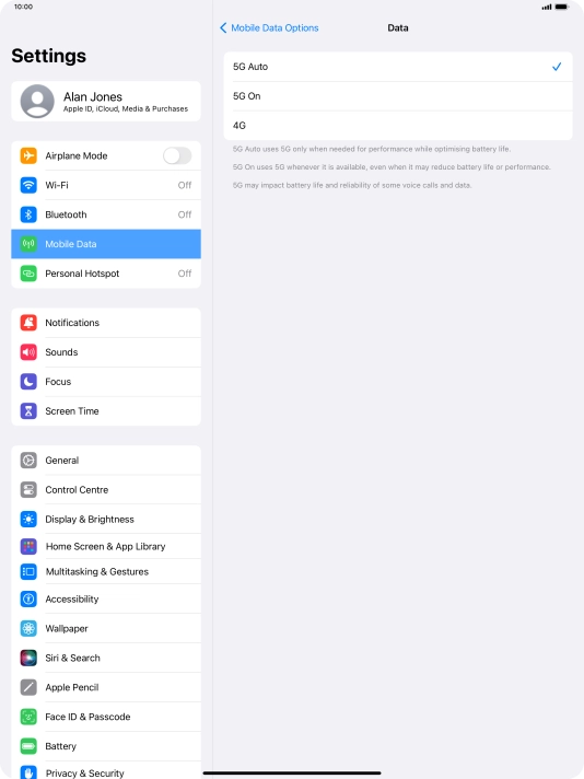 To turn on automatic switch between 5G and 4G, press 5G Auto. To turn on automatic switch between 5G and 4G, press 5G Auto.