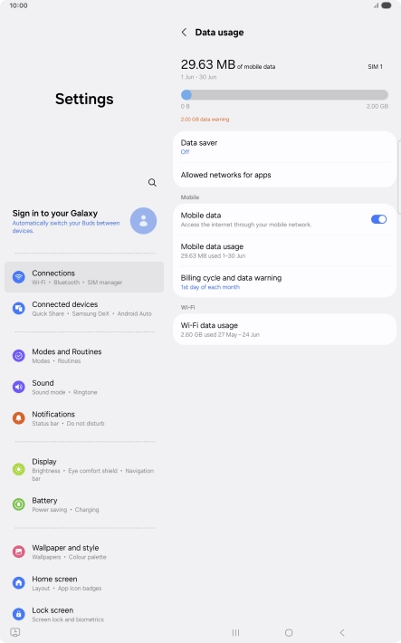 The total data usage is displayed.