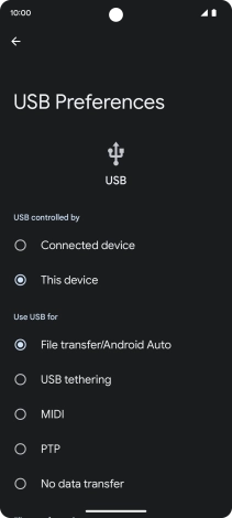 Press File transfer/Android Auto.