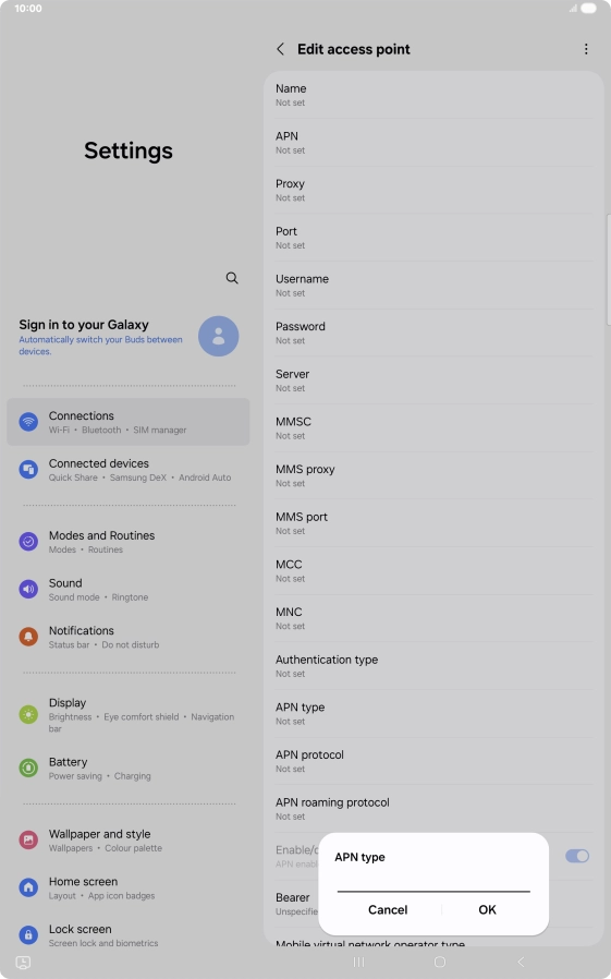 Key in default and press OK.