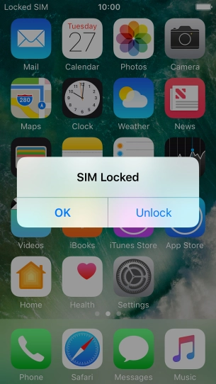 If your SIM is locked, press Unlock.