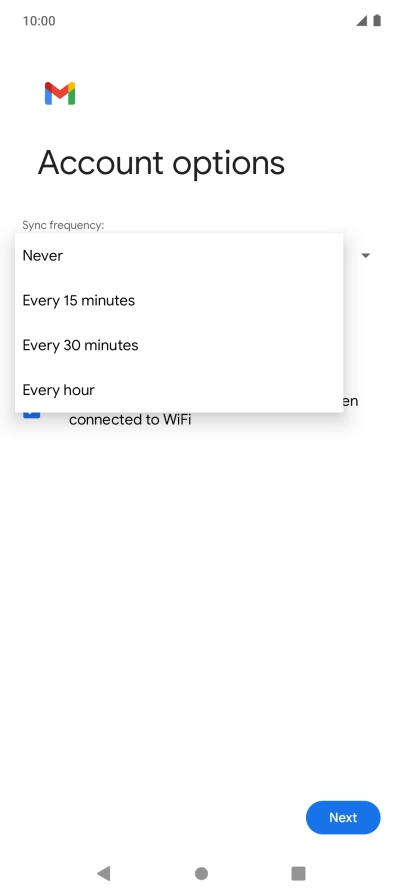Press the required setting.