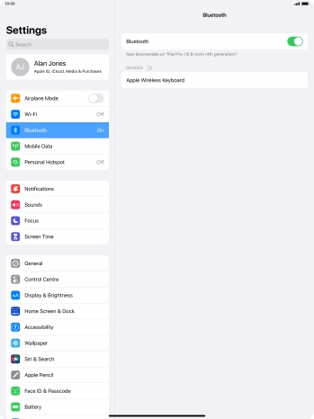 Press the required Bluetooth device and follow the instructions on the screen to pair the device with your tablet. Press the required Bluetooth device and follow the instructions on the screen to pair the device with your tablet.