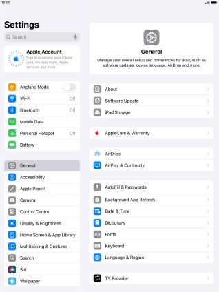 Press Apple Account.