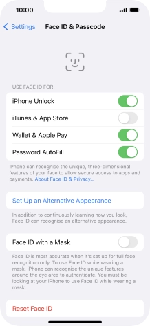 Press the indicators next to the required settings to turn them on or off.