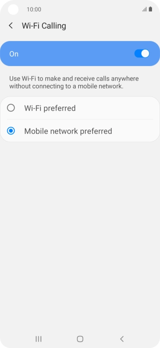 Press the required setting. Press the required setting.