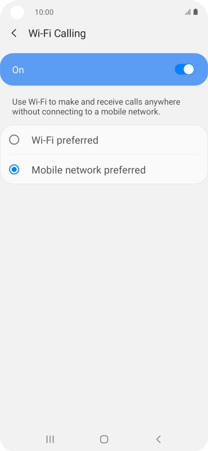 Press the required setting. Press the required setting.