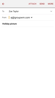 Press the text input field and write the text for your email message. Press the text input field and write the text for your email message.