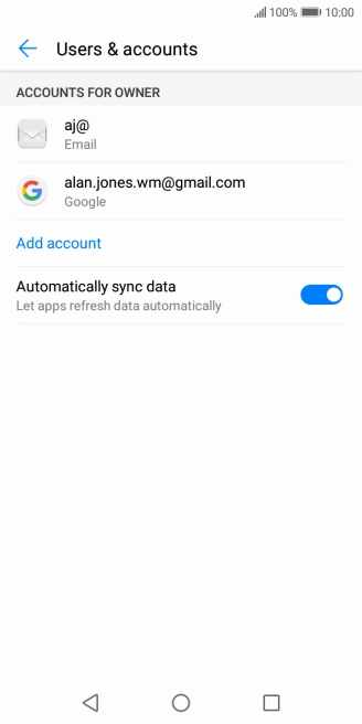 Press the required email account.