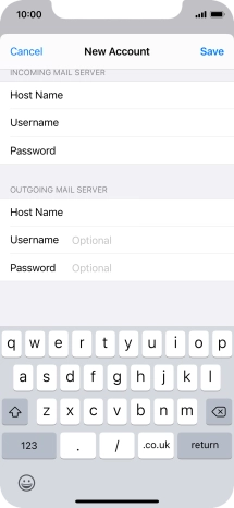 Press Username and key in the username for your email account. Please note that if you're using Vodafone's outgoing server, leave the username field empty.