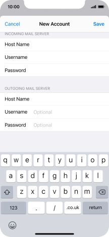 Press Username and key in the username for your email account. Please note that if you're using Vodafone's outgoing server, leave the username field empty.