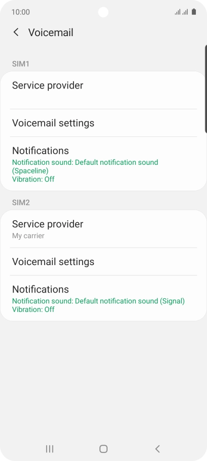 Press Voicemail settings.
