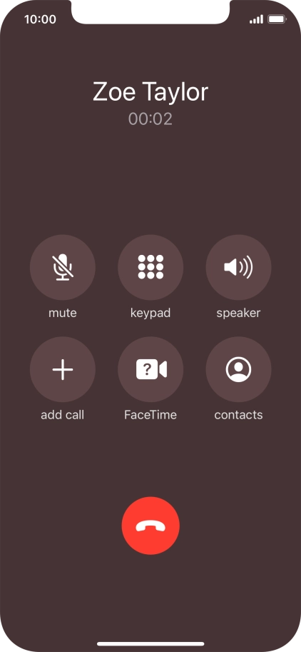 Press the end call icon to end the call.