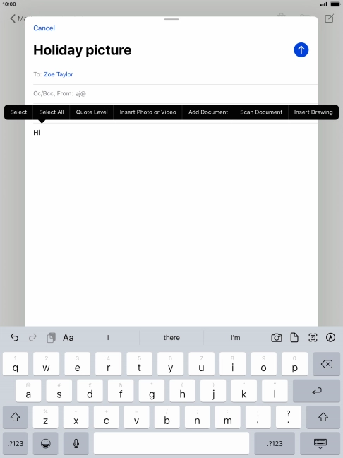 Press Insert Photo or Video and follow the instructions on the screen to attach a picture or a video clip.