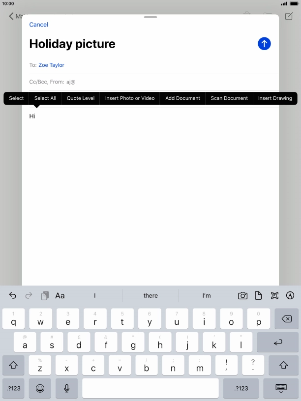 Press Insert Photo or Video and follow the instructions on the screen to attach a picture or a video clip.