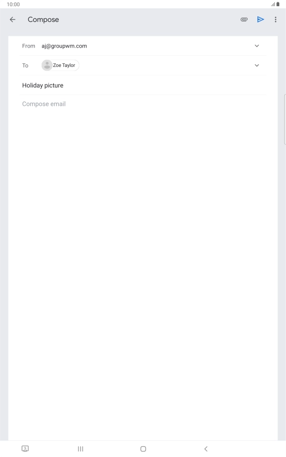 Press the text input field and write the text for your email message.