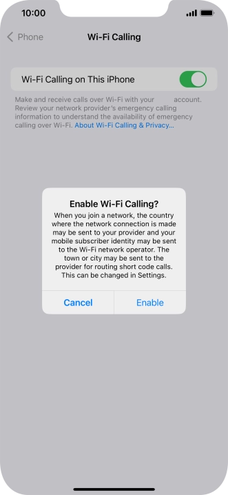 If you turn on the function, press Enable.