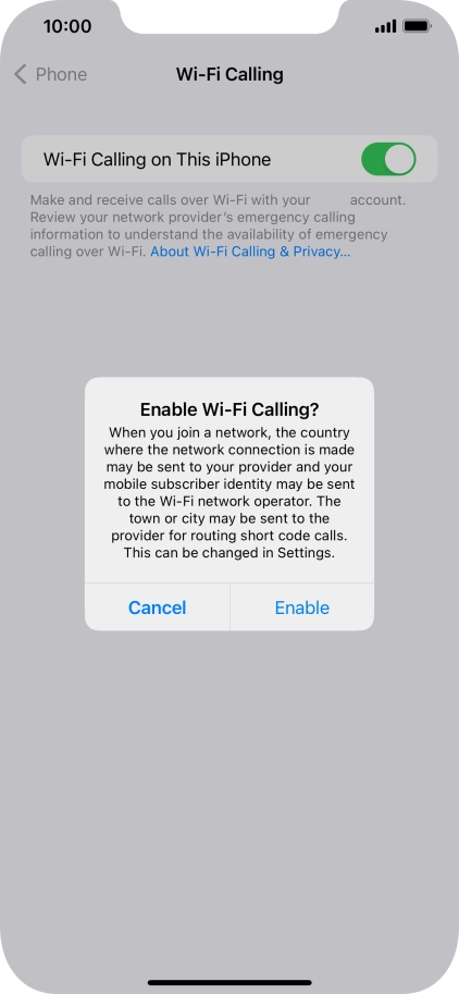 If you turn on the function, press Enable.