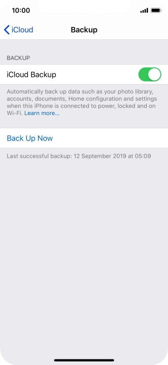 Press Back Up Now and wait while the phone memory is backed up.
