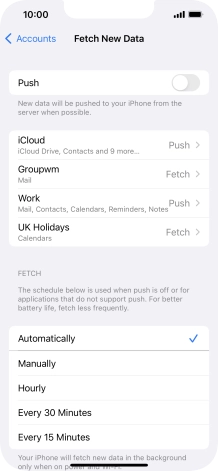 If you turn off the function, press the required setting.