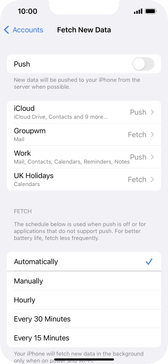 If you turn off the function, press the required setting.