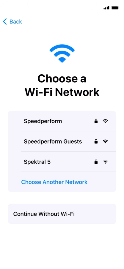 Press the required Wi-Fi network.