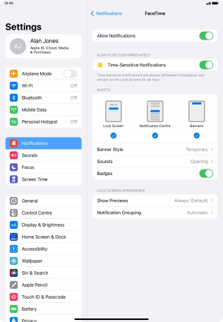 Press the indicator next to 