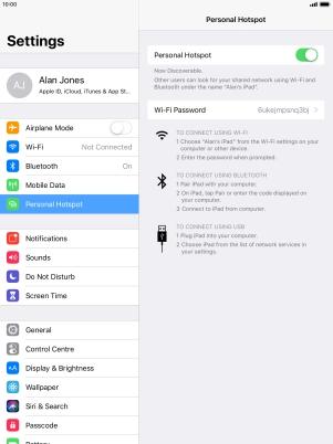 Press Wi-Fi Password and key in the required password.
