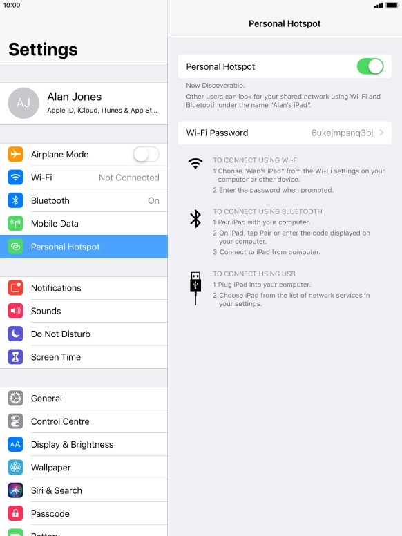 Press Wi-Fi Password and key in the required password.