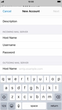 Press Host Name and key in the name or IP address of your email provider's outgoing server. Please note that if you can't send email messages when using your email provider's outgoing server, key in smtp.vodafone.net.au (Vodafone's outgoing server).