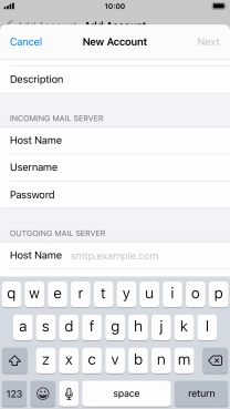 Press Host Name and key in the name or IP address of your email provider's outgoing server. Please note that if you can't send email messages when using your email provider's outgoing server, key in smtp.vodafone.net.au (Vodafone's outgoing server). Press Host Name and key in the name or IP address of your email provider's outgoing server. Please note that if you can't send email messages when using your email provider's outgoing server, key in smtp.vodafone.net.au (Vodafone's outgoing server).
