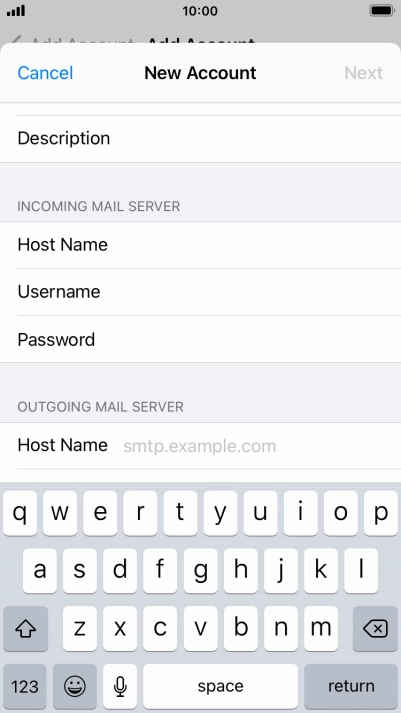 Press Host Name and key in the name or IP address of your email provider's outgoing server. Please note that if you can't send email messages when using your email provider's outgoing server, key in smtp.vodafone.net.au (Vodafone's outgoing server). Press Host Name and key in the name or IP address of your email provider's outgoing server. Please note that if you can't send email messages when using your email provider's outgoing server, key in smtp.vodafone.net.au (Vodafone's outgoing server).