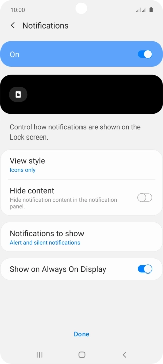 Press the required settings.