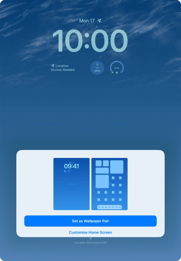 To use the same colour theme on the home screen, press Set as Wallpaper Pair.