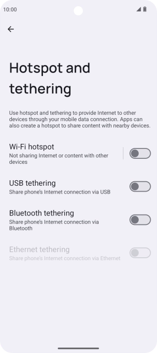 Press Wi-Fi hotspot. Press Wi-Fi hotspot.