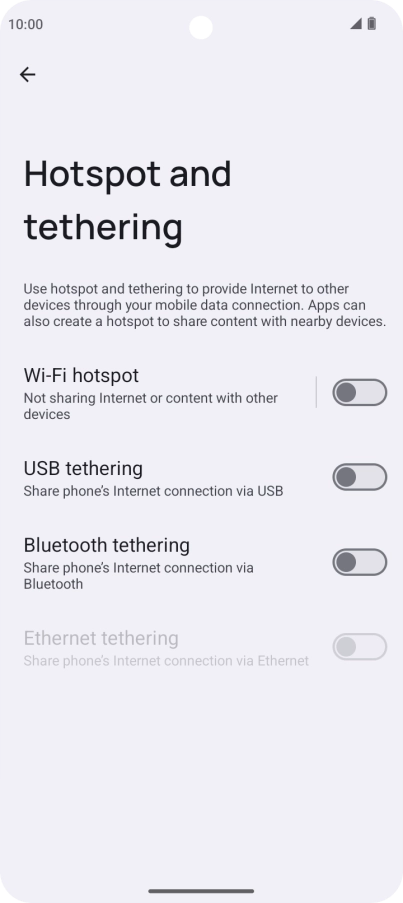 Press Wi-Fi hotspot. Press Wi-Fi hotspot.